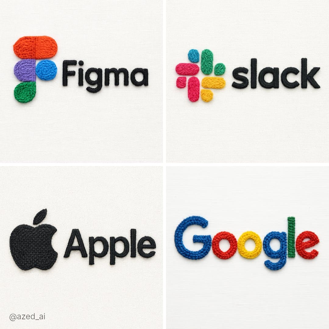 Embroidered logo (branding, sculpture)