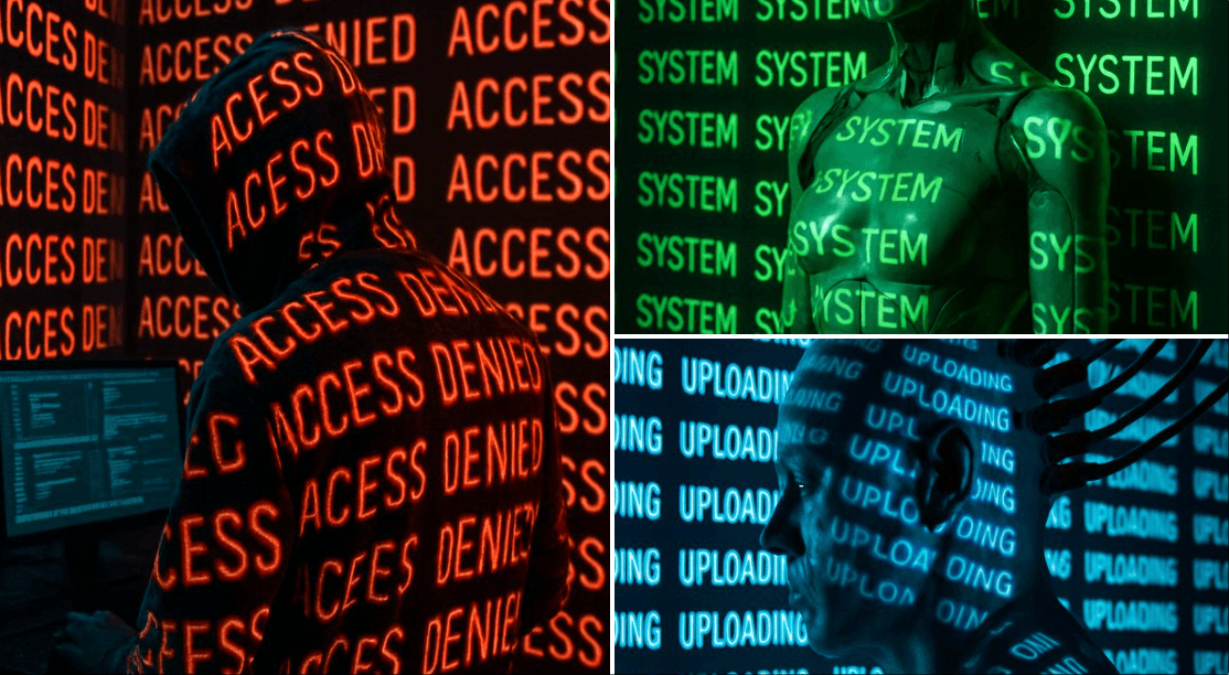 Infinite reflection of a single word (futuristic, interior)