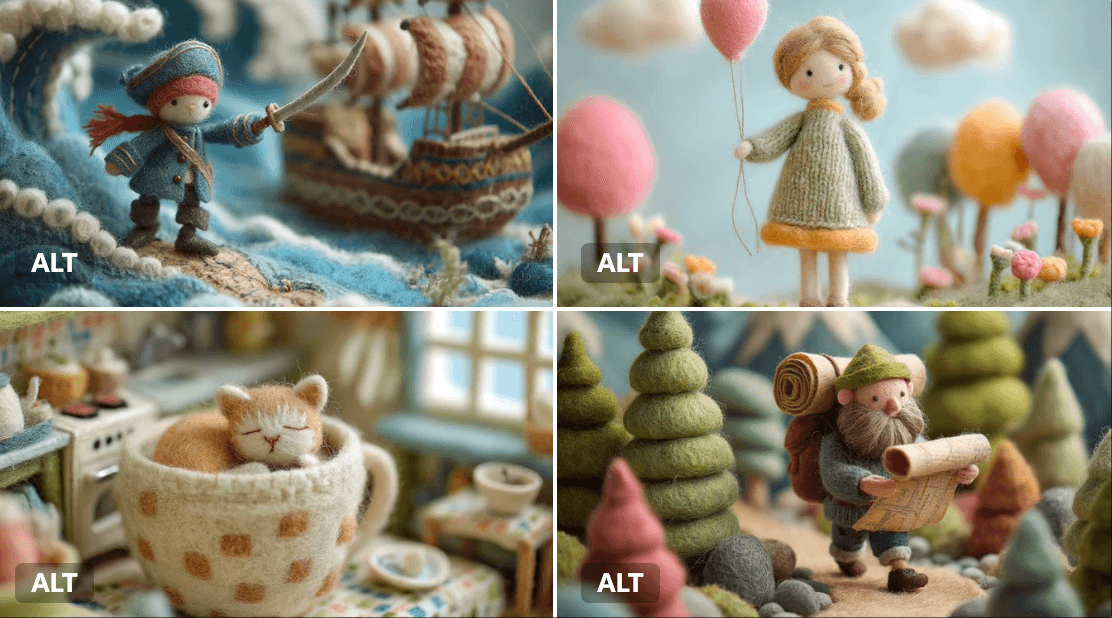 Miniature felt wool figures (3d, felt)