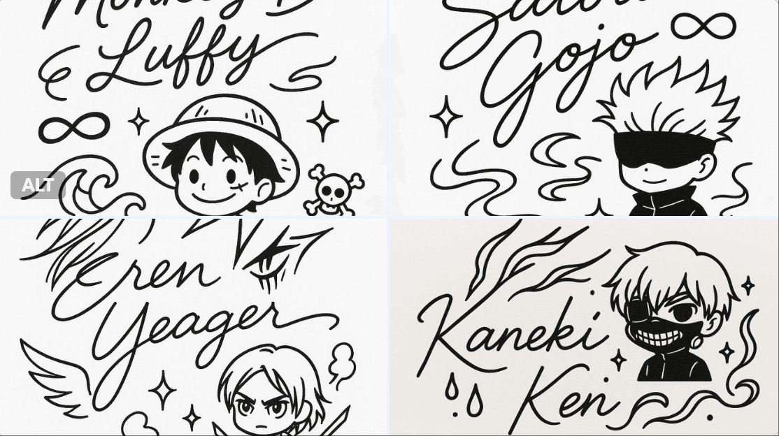 Create anime-style signatures of your beloved characters (character, fashion)