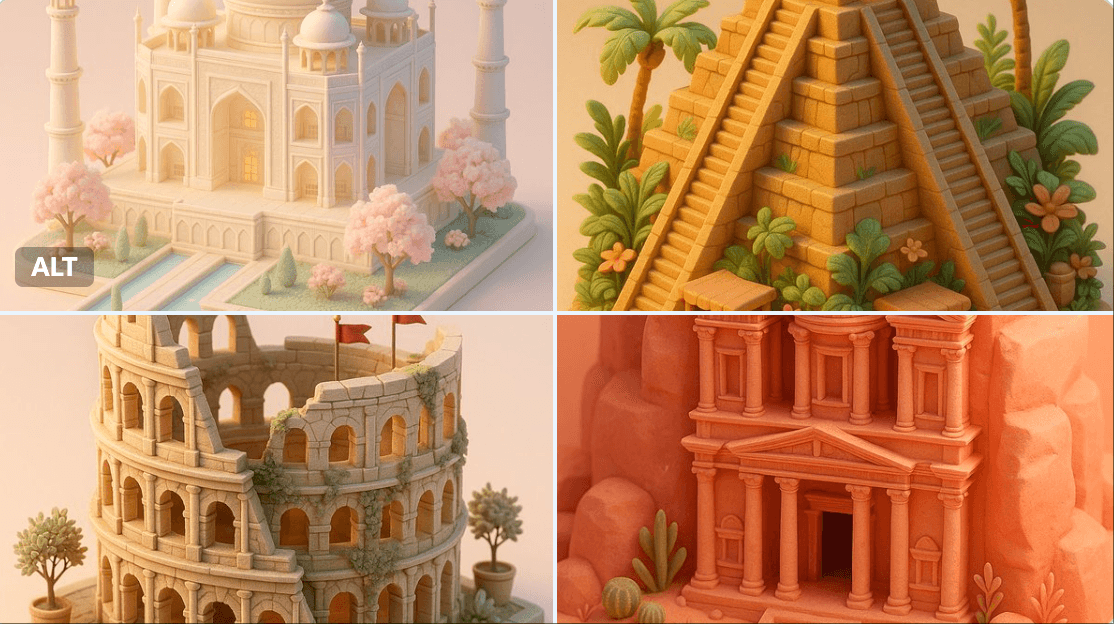 Classic micro toy style (architecture, nature)