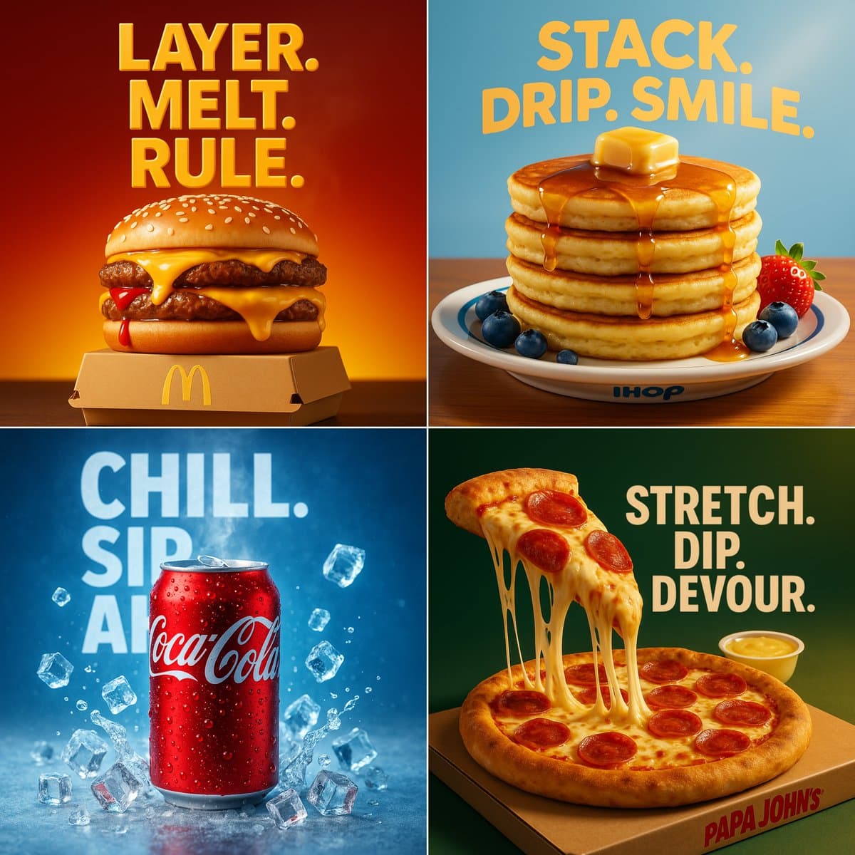3D Hyper-Realistic Food Advertisement (food, logo)