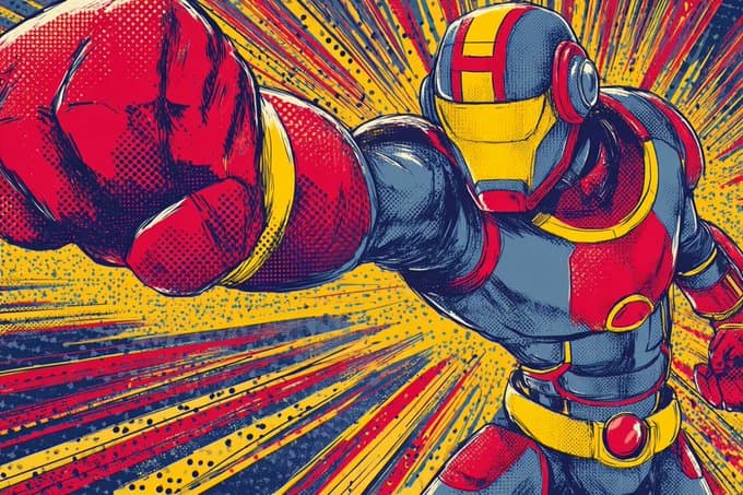 Retro comic-style cartoon illustration (cartoon, illustration)