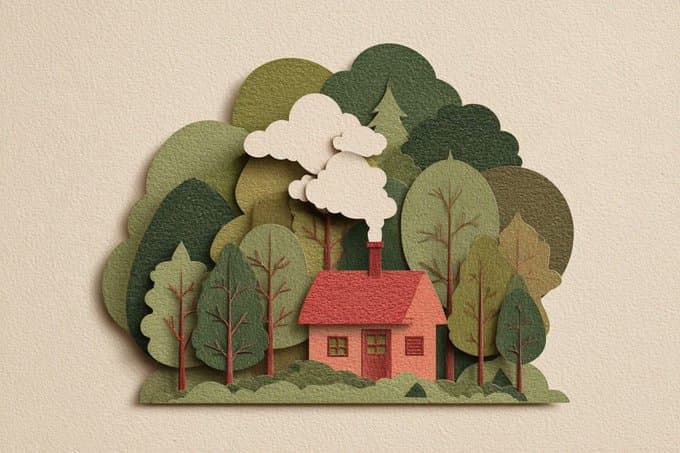 Layered Paper-Cut Illustration (illustration, paper-craft)