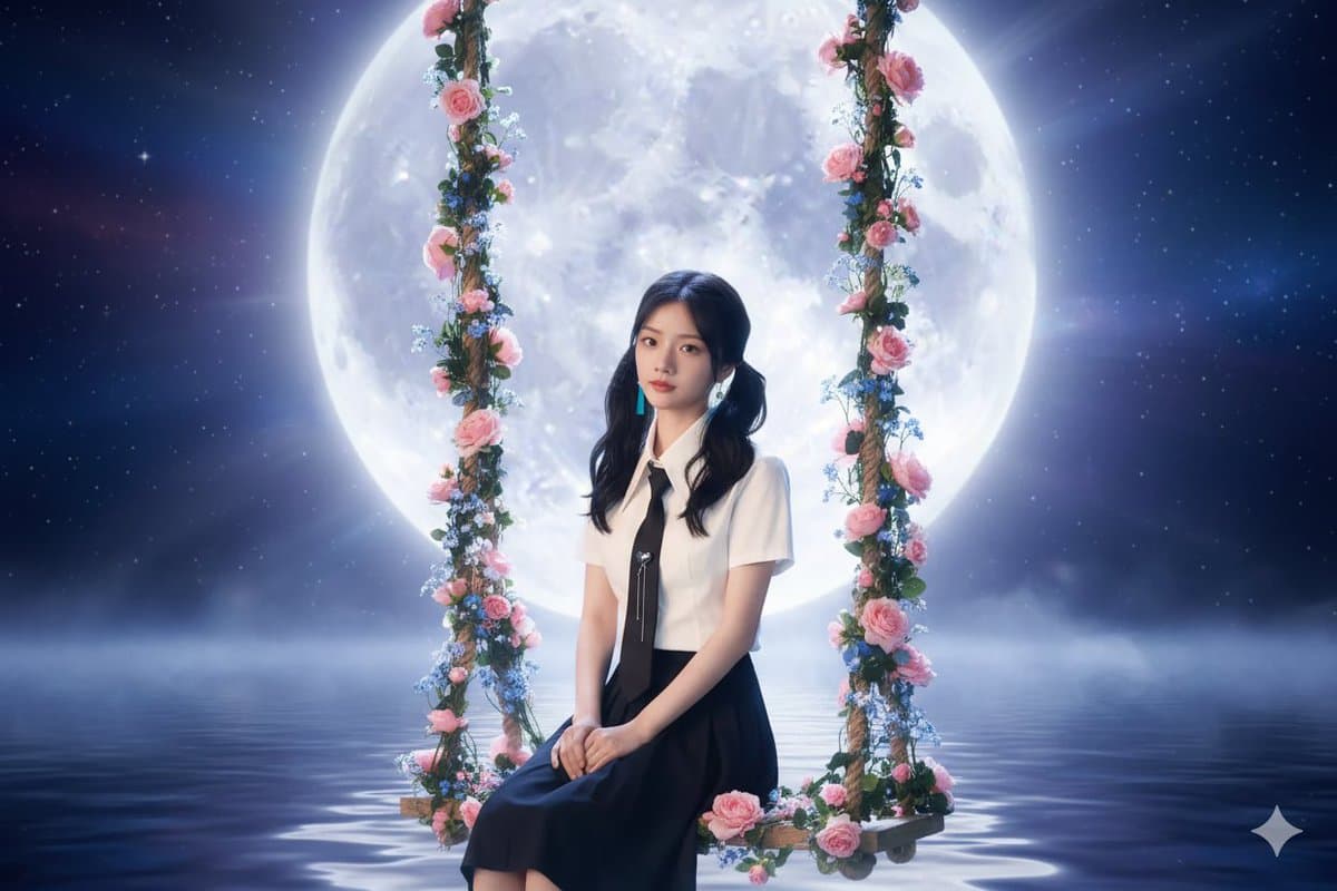 Mid-Autumn Festival Moonlit Swing Photo (creative)