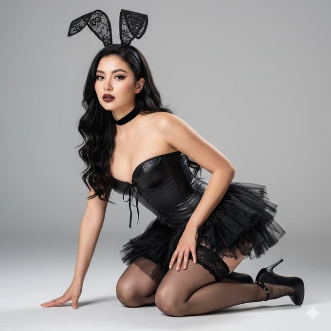 Surrealistic Gothic Rabbit Studio Portrait (cartoon, fashion)