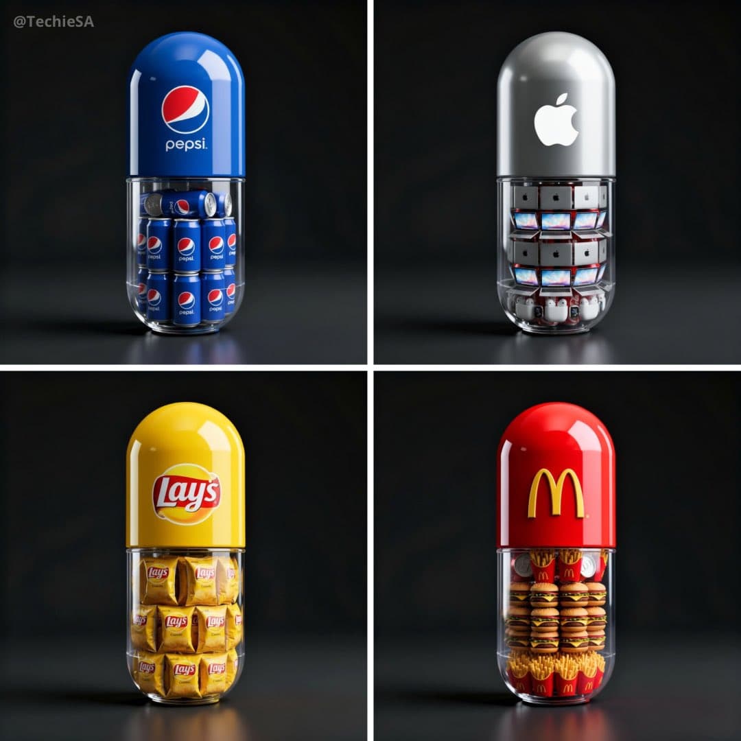 Brand 3D rendering of a large capsule-shaped container (branding, logo)