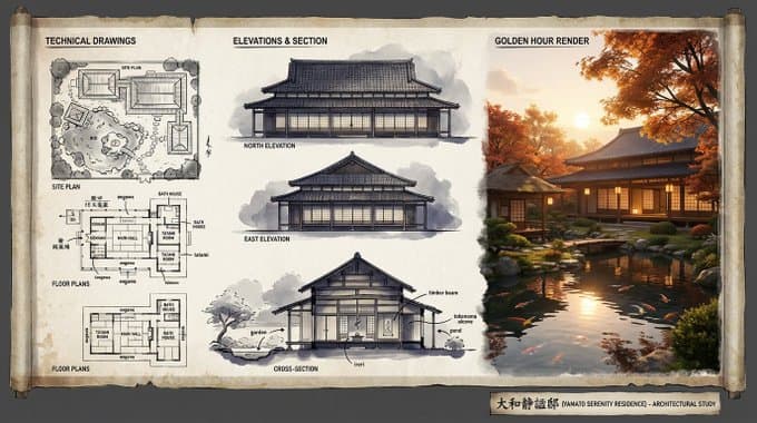 建筑插画师为住宅制作的展示板